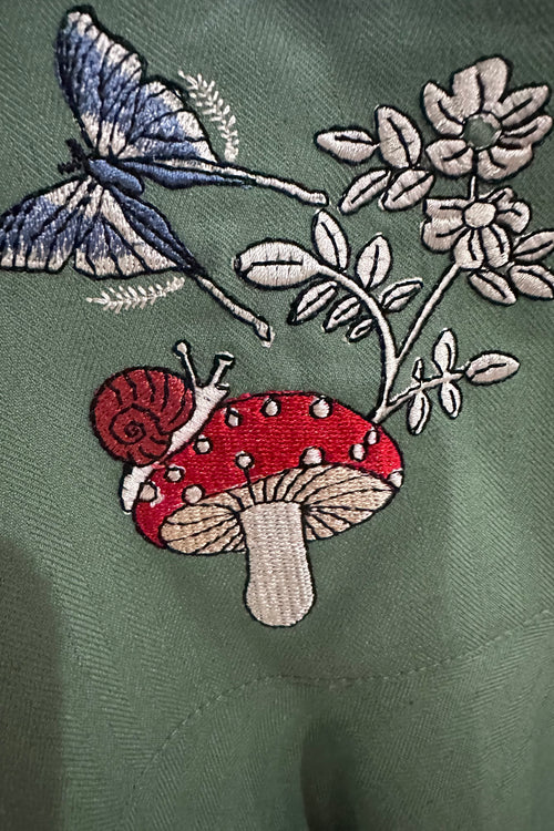 Moth and Mushroom High Waisted Pinafore Skirt by Voodoo Vixen
