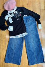 27" Petite Pull On Wide Leg Jeans in Medium Wash by 1822 Denim