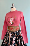 Kitty Love Letter Sweater in Pink by Voodoo Vixen