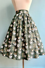 Skulls and Candles Doris Skirt in Green by Retrolicious