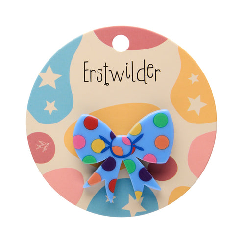 Blue Polka-Dot Bow Simplified Mini Brooch by Erstwilder