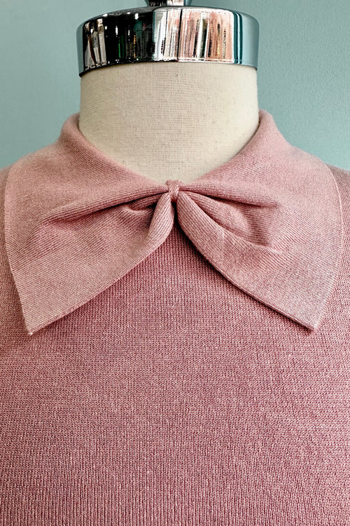 Blush Bow Collared Short Sleeve Sweater by Banned