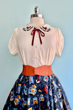 Fox Embroidered Basil Top by Hell Bunny