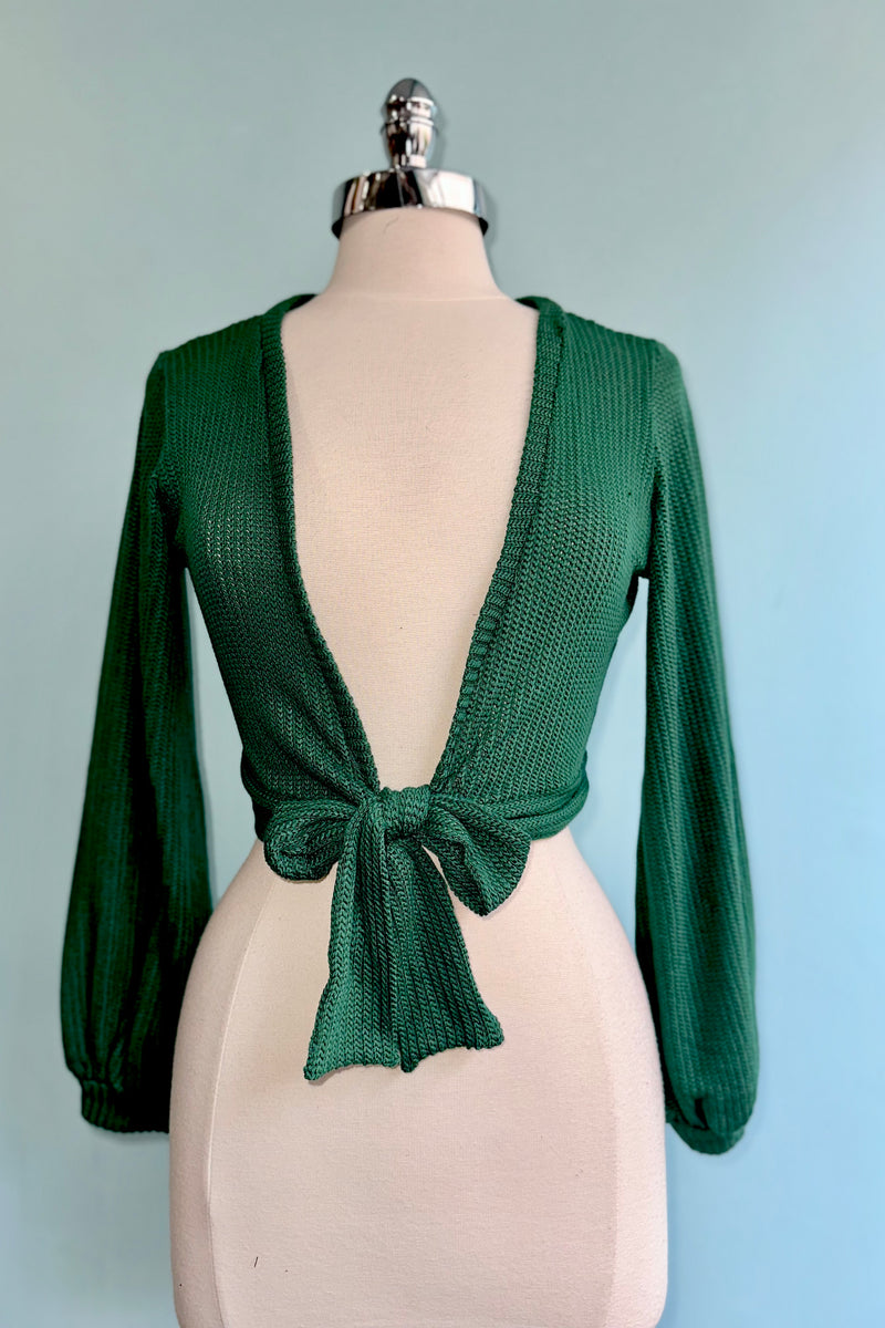 Green Knit Grace Full Sleeve Sweet Sweater by Heart of Haute