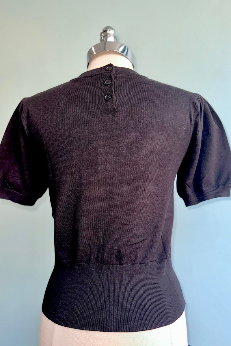 Black Moon Cutout Short Sleeve Sweater