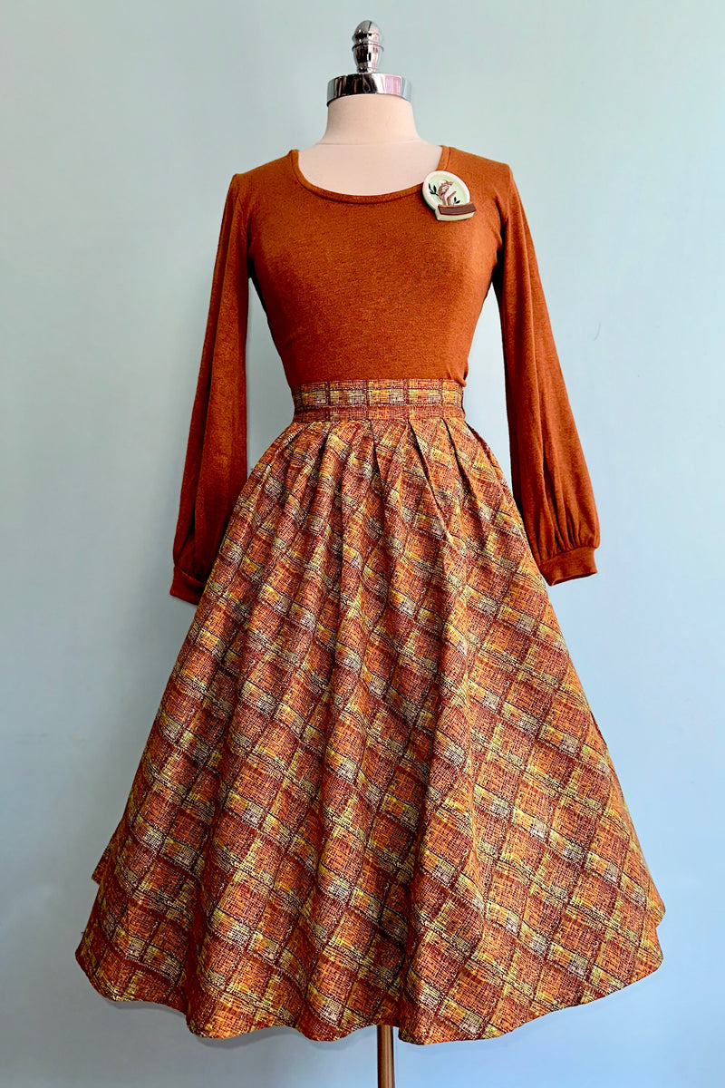 Rust Multi Plaid Doris Skirt by Retrolicious