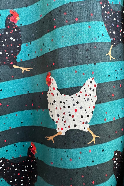 Teal Striped Chicken Full Skirt by Eva Rose