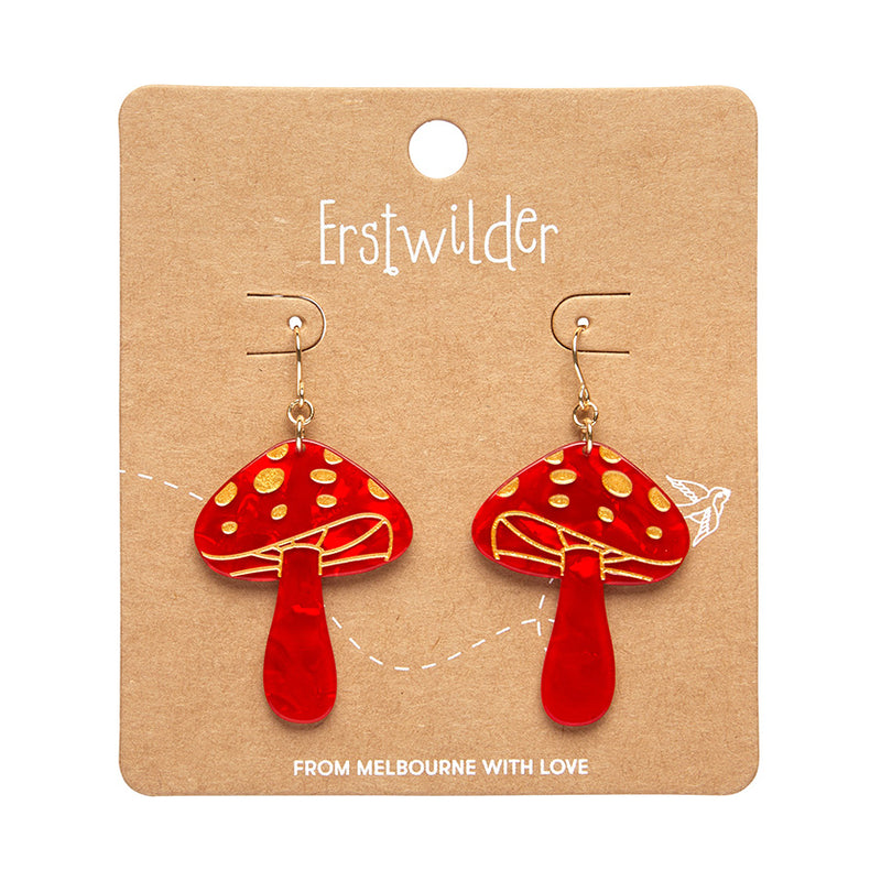 Mushroom Drop Earrings by Erstwilder in Multiple Colors