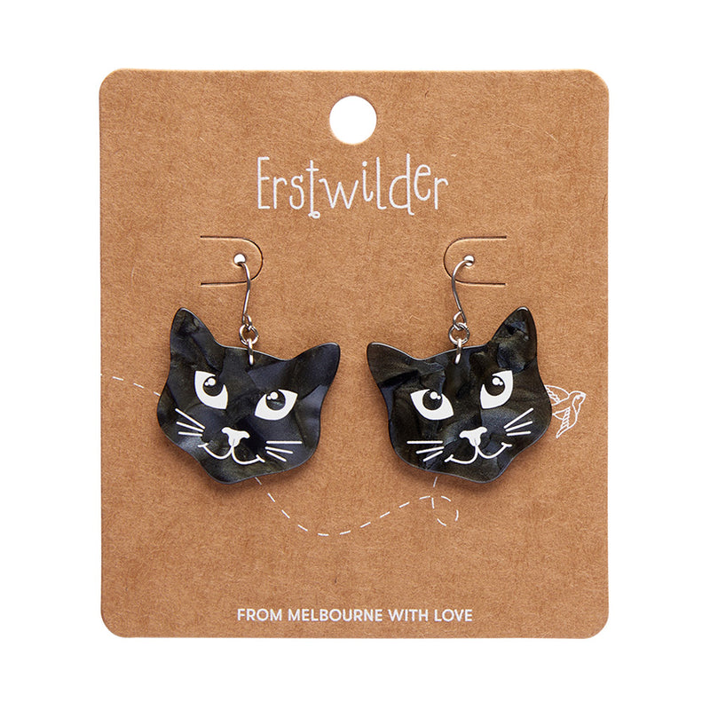 Black Cat Essential Drop Earrings by Erstwilder