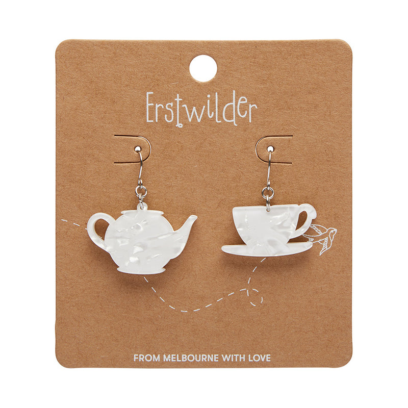 Tea Set Drop Earrings by Erstwilder in Multiple Colors