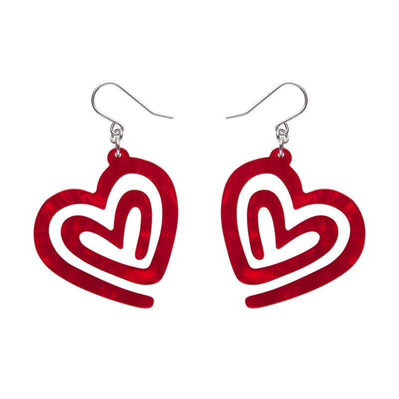 Heart Maze Drop Earrings by Erstwilder in Multiple Colors