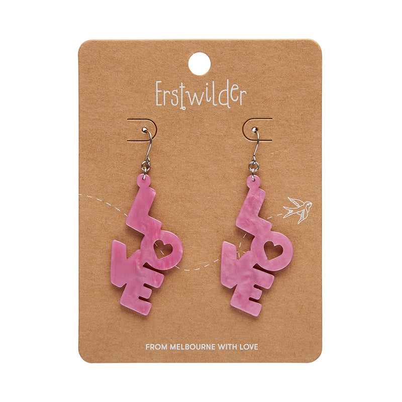 LOVE Drop Earrings by Erstwilder in Multiple Colors