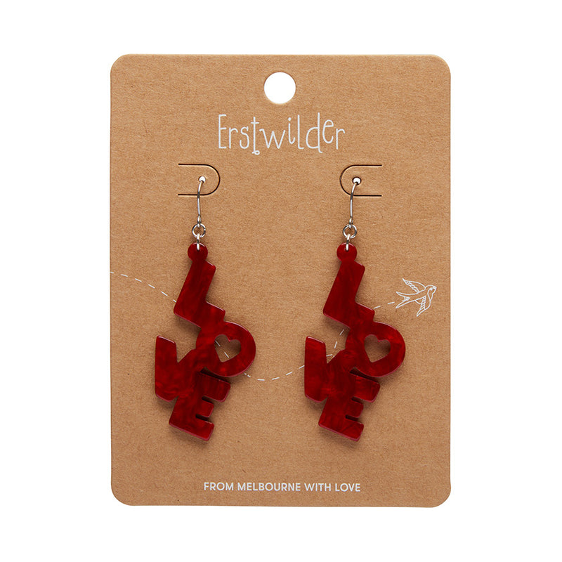 LOVE Drop Earrings by Erstwilder in Multiple Colors