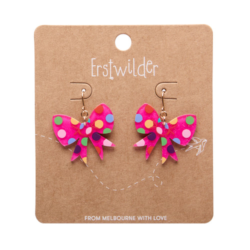 Polka Drop Bow Drop Essential Earrings by Erstwilder in Multiple Colors