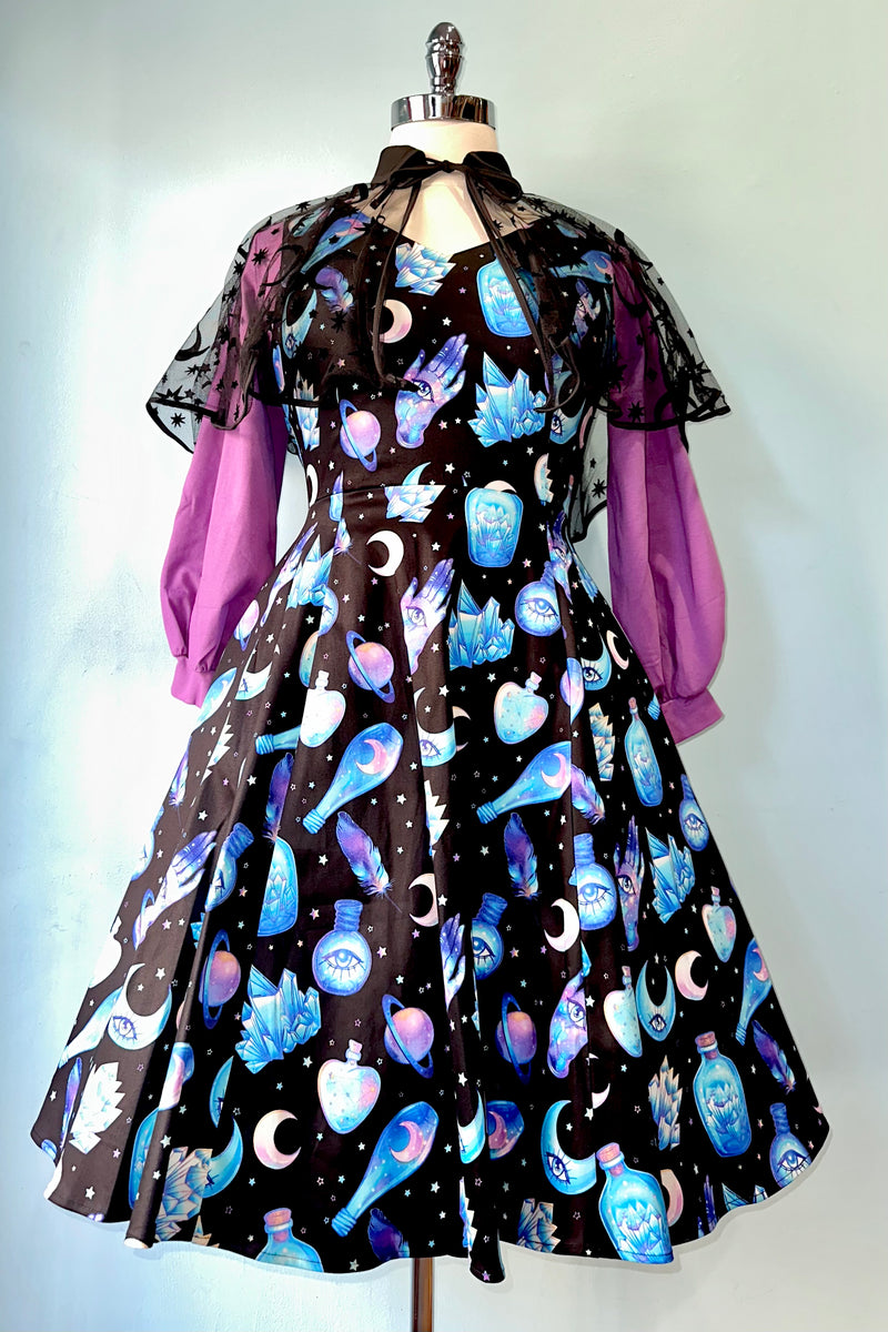 Mystical Black and Purple V-Neck Dress by Eva Rose Modern Millie Mystical Black and Purple V-Neck Dress by Eva Rose Modern Millie