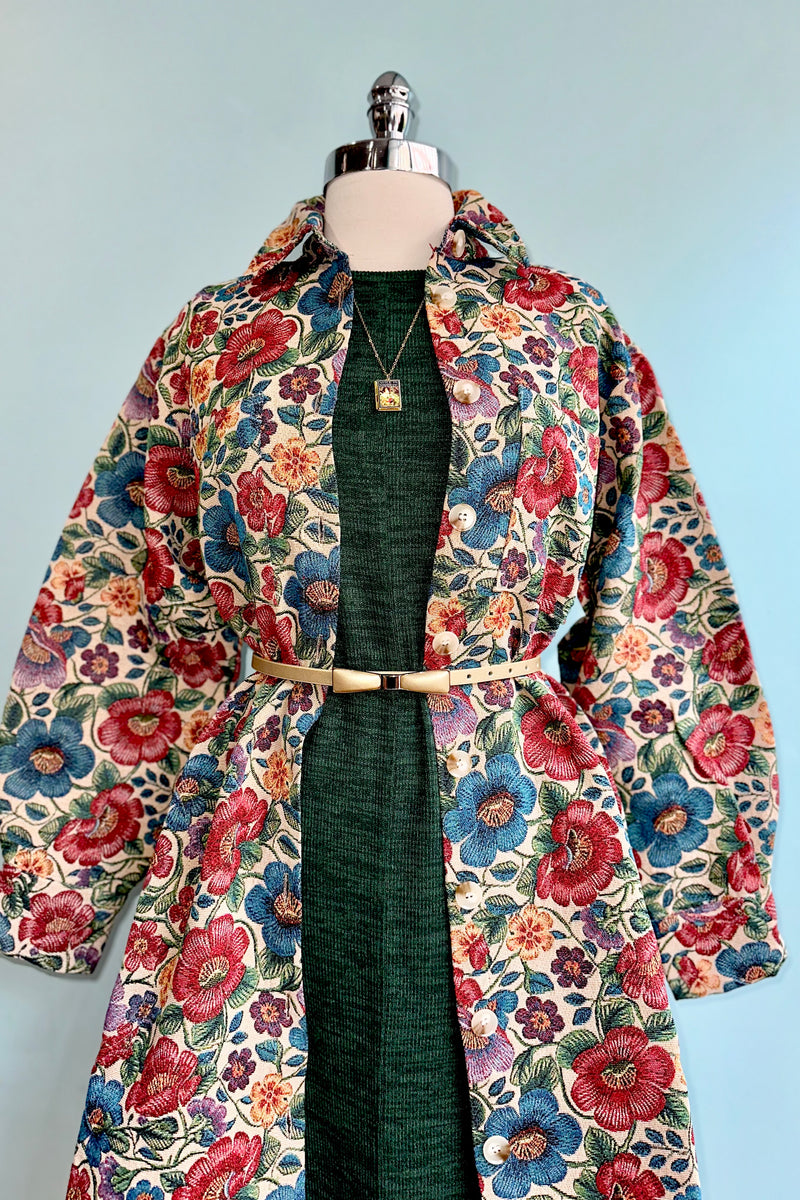 Tapestry Floral Button Front Jacket