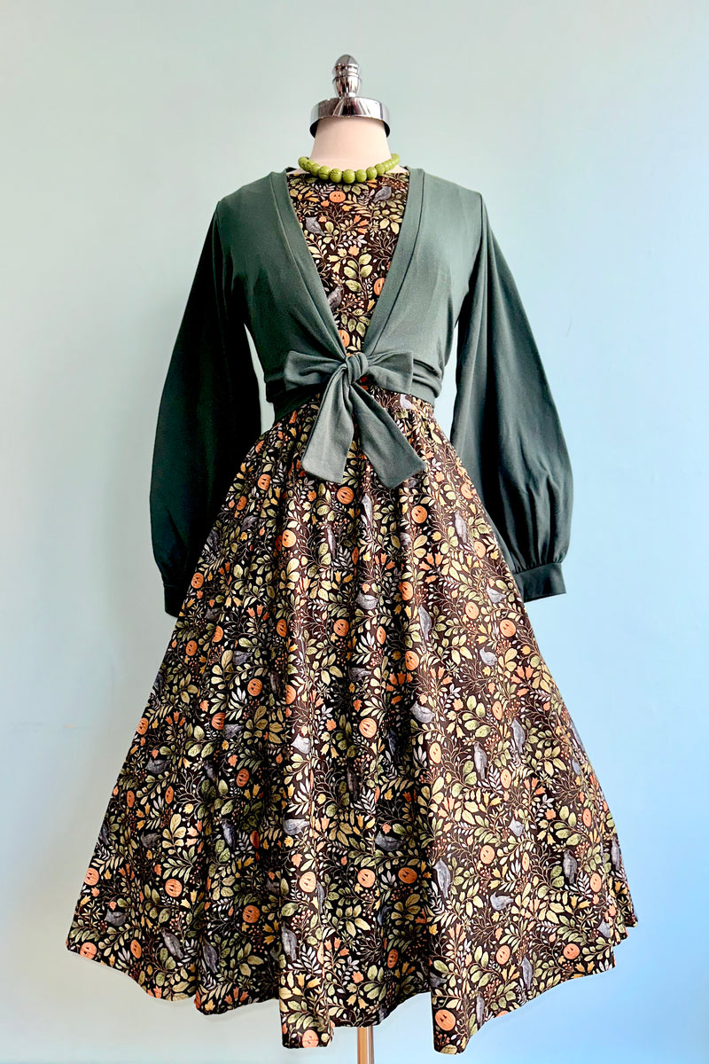 Pumpkins and Foliage Midi Dress by Retrolicious