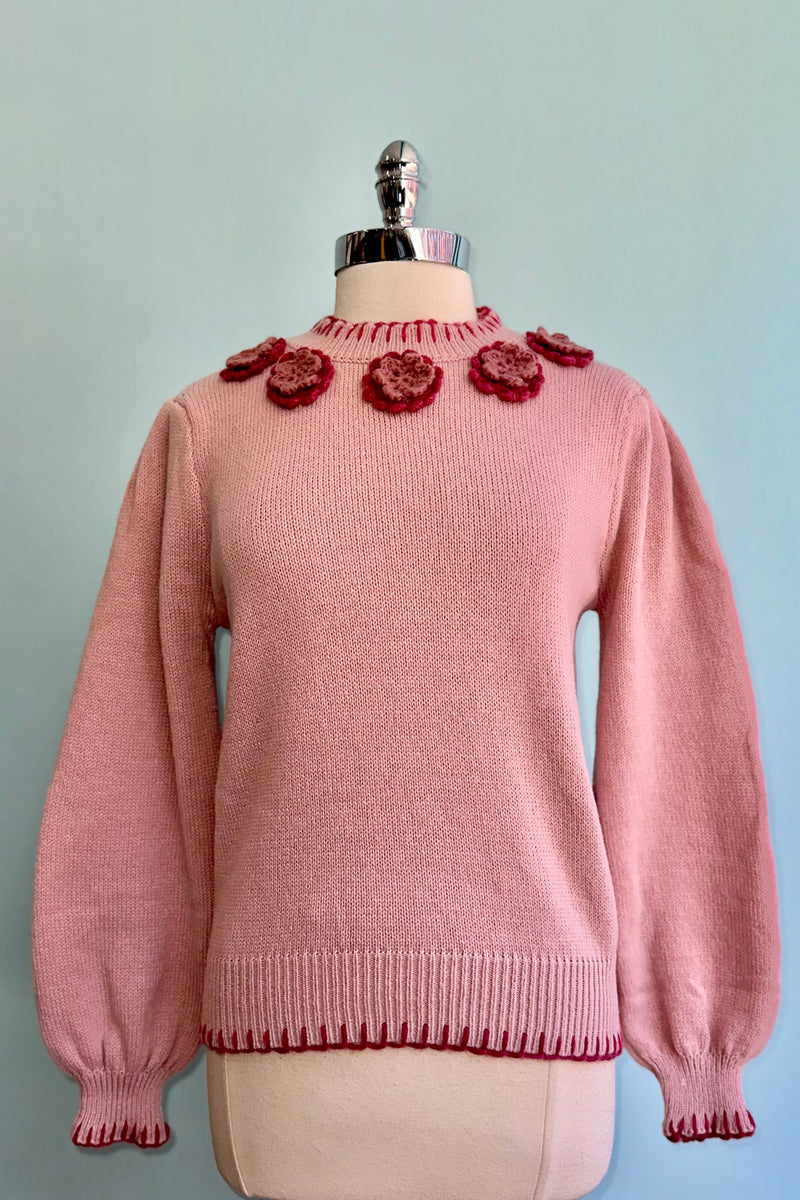 Blush Crochet Detail Pullover Knit Sweater