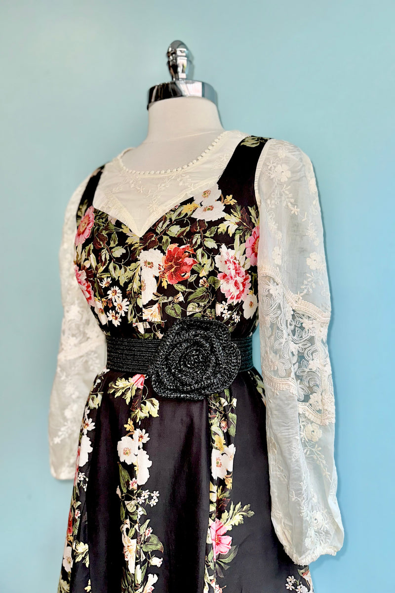 panel midi dress Black Floral Panel Midi Dress X-Large