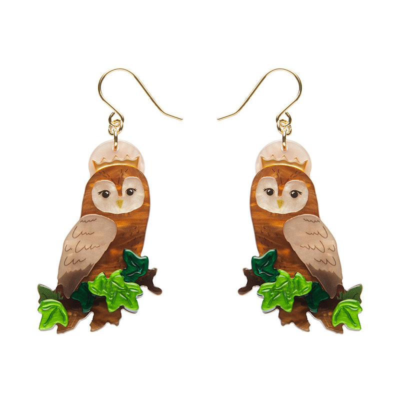 Regal Woodland Owl Drop Earrings by Erstwilder