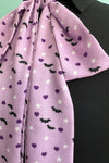 Purple Bat Tie Neck Top in Black