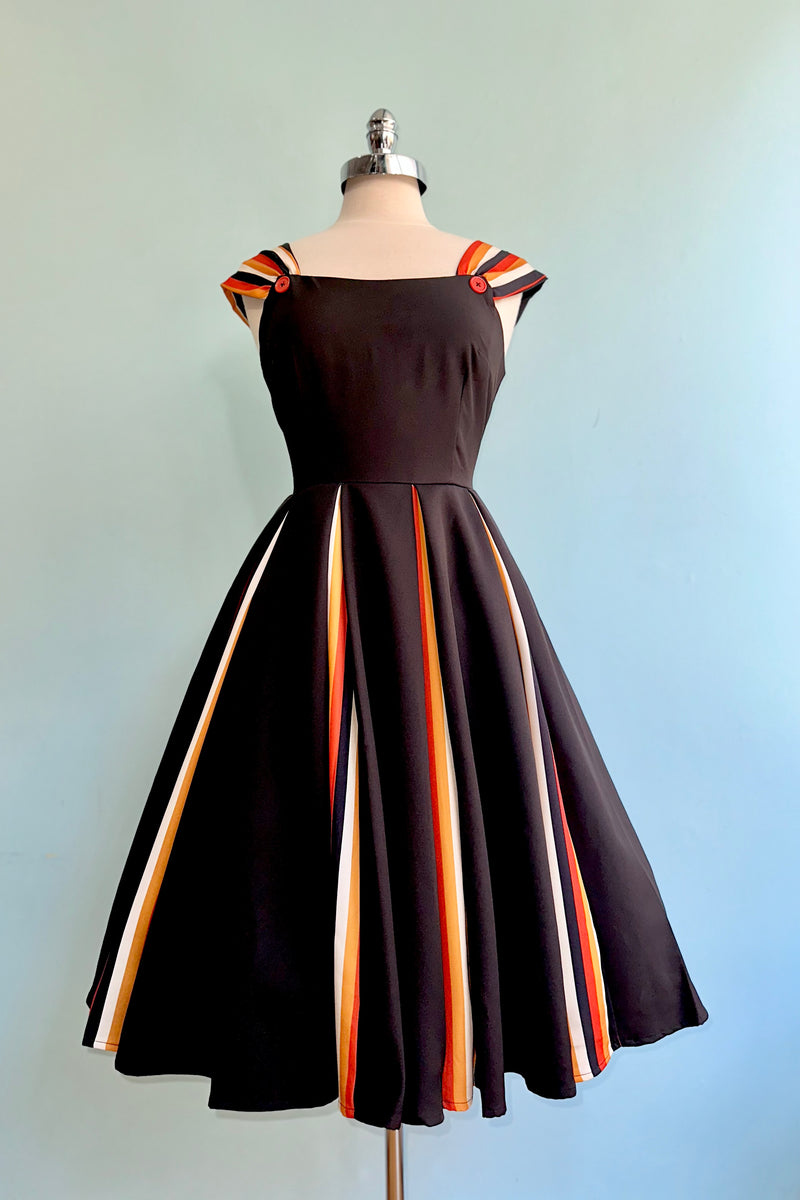 Halloween Striped Dress with Godets
