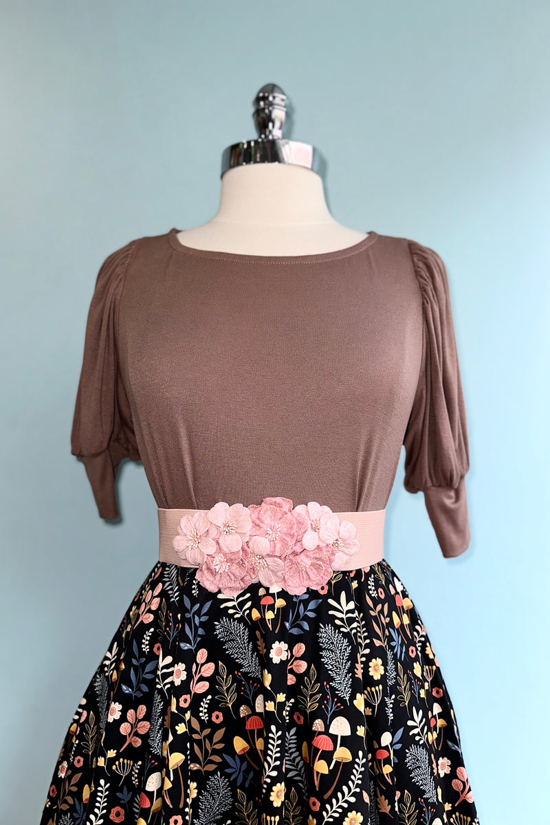 Mocha Soft Puff Sleeve Crop Top