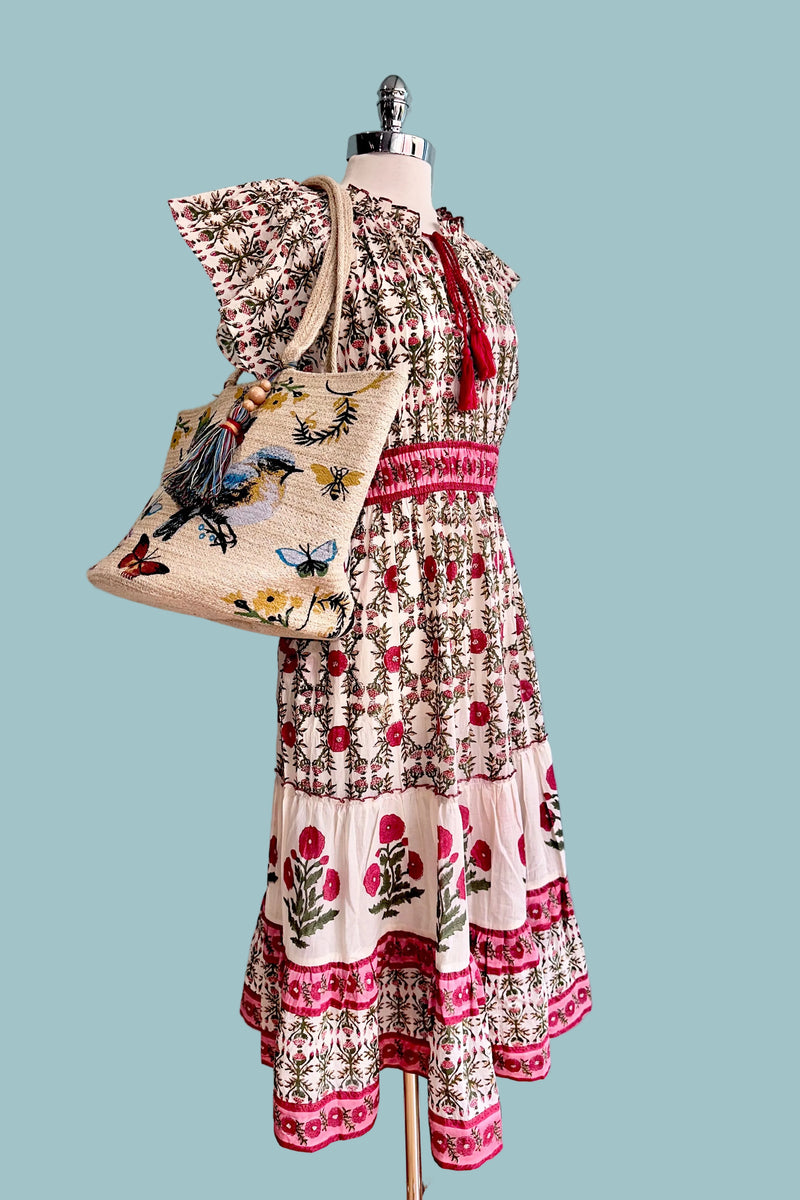 Floral Flowy Block Printed Maxi Dress by POL Clothing Large