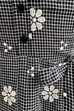 Black and White Gingham and Floral Mini Dress