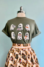 Ghosts Reading Books T-Shirt in Green