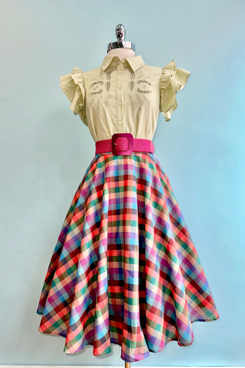 Madras Plaid Cotton Circle Skirt