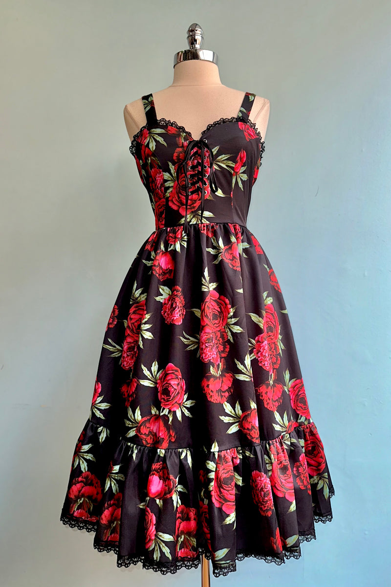 Heidi Dress in Red Floral by Wax Poetic