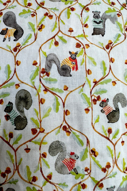 Squirrel and Acorns Button Down Cropped Top by Banned