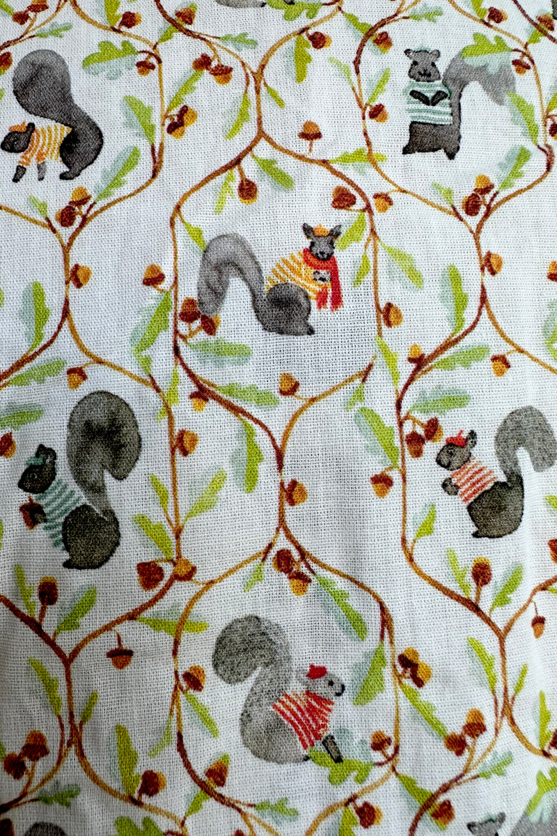 Squirrel and Acorns Button Down Cropped Top by Banned