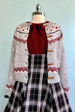 Fair Isle Toggle Button Cardigan Sweater