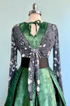 Emerald Brocade Tulip Sleeve Dress