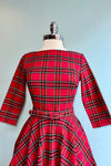 Red Plaid Stretch Fabric 50's Dress