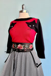 Burgundy and Black Cat Pullover Sweater