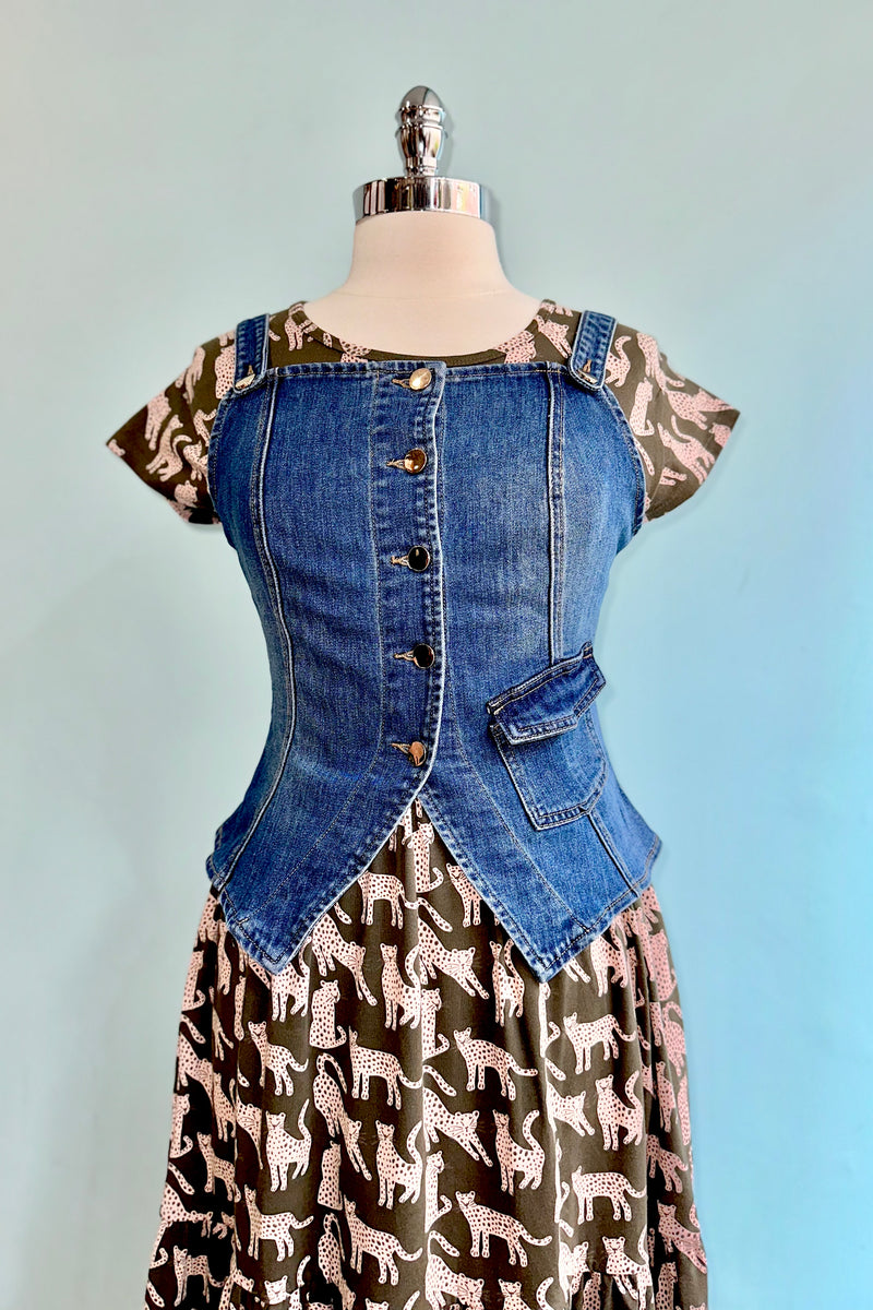 Denim Button Front Tank Vest
