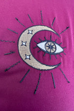 Burgundy Evil Eye Flutter Sleeve Dress