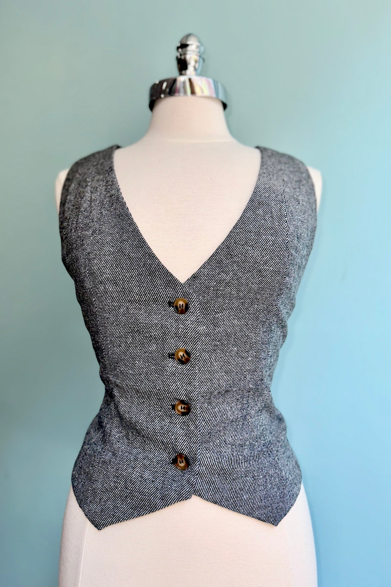Selma Black and White Fitted Vest by Banned