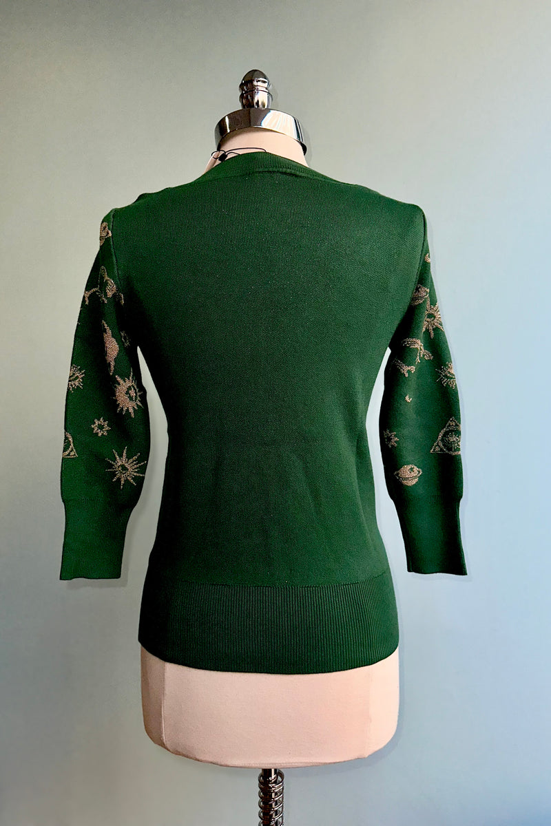 Green and Gold Celestial Pullover Sweater