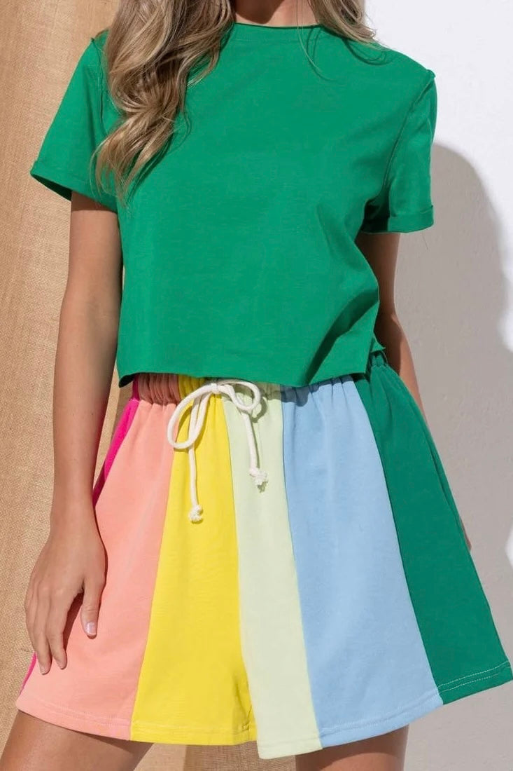 Rainbow Color Block Shorts – Modern Millie