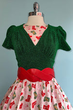 Pink Holiday Stockings Vintage Dress by Retrolicious