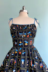 Tarot Card Shirred Bust Swing Dress