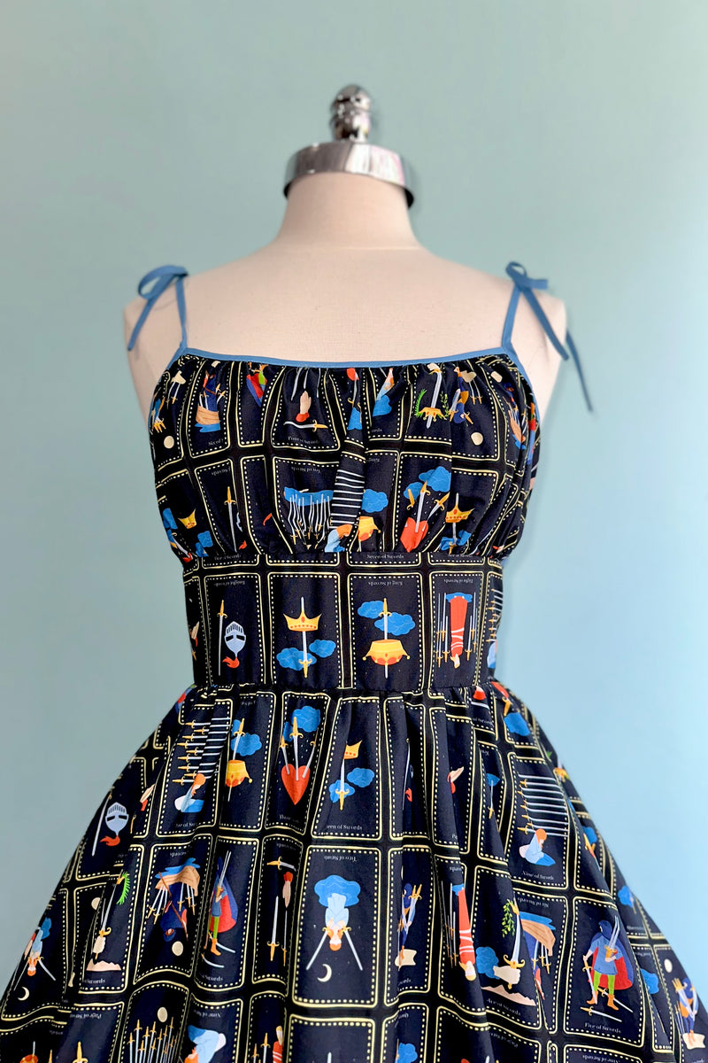 Tarot Card Shirred Bust Swing Dress