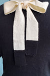 Black Tie Neck Pullover Sweater by Tulip B.