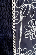 Black Embroidered Tie Front Vest
