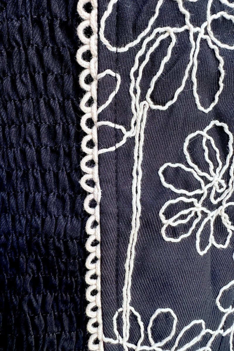 Black Embroidered Tie Front Vest