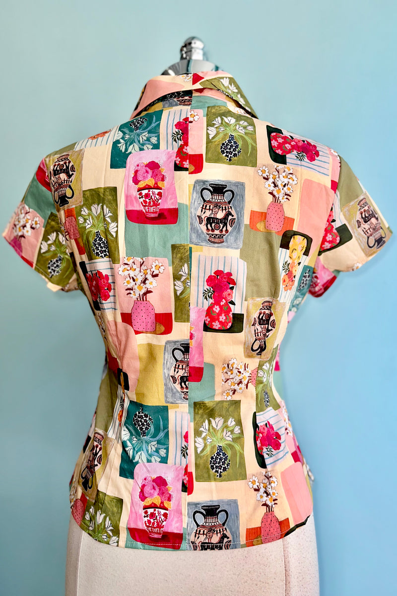Colorful Vases Button Down Top by Tulip B.